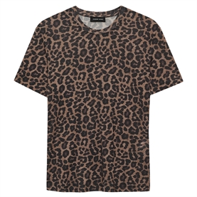 Anine Bing Sylvie T-shirt, Black & Brown Leopard 